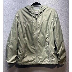 Calvin Klein Coat Women's Small Windbreaker Fleece Lined Jacket Green Hooded